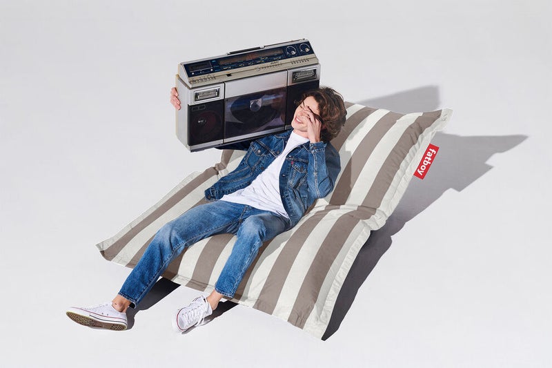 Fatboy Original Bean Bag | Multifunctional Lounge Chair | Indoor & Outdoor Use | Water & Dirt Repellent | UV-Resistant | 100% Solution-Dyed Acrylic Fabric | 134x180 cm - Stripe Cacao - Image 3